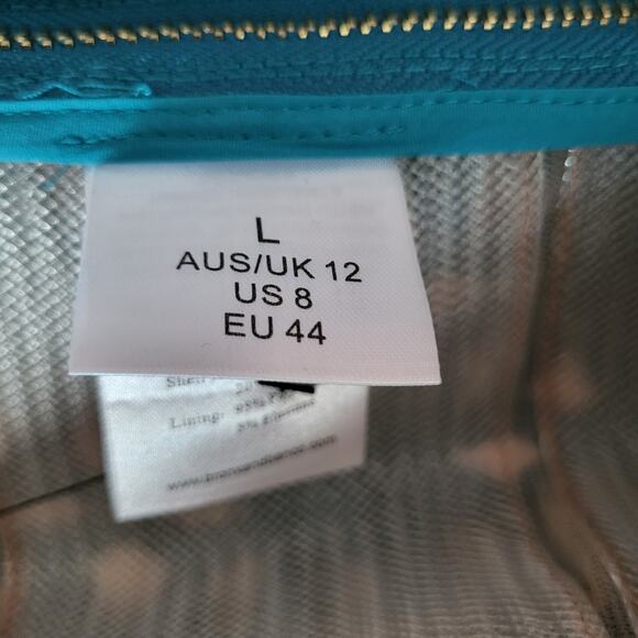 NWT $850 Bronx & Banco Casey Mini Dress L / 8 Turquoise Blue Boned Bodice Floral - Picture 15 of 16